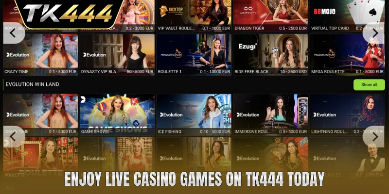Enjoy live casino games on TK444 today