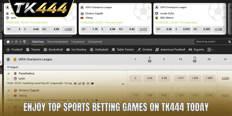 Enjoy top sports betting games on TK444 today